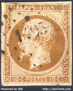 FRANCE PRESIDENCE 10c BISTRE BRUN N° 9a AVEC OBLITERATION PC 1495 LE HAVRE - Picture 1 of 2
