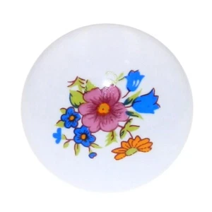 Amerock BP72002-F30 White 1 3/8" Red Floral Mushroom Cabinet Knob Pulls Ceramics - Picture 1 of 3