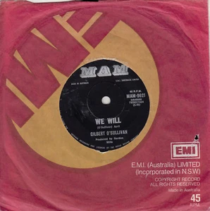 GILBERT O'SULLIVAN We Will / Didn't Know What To Do 45 SirH70 - Picture 1 of 2