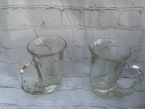 Lot of 2 Vintage Tiara Indiana Clear Glass Hunter Horn Mugs 12 oz Tankard Heavy - Picture 1 of 4