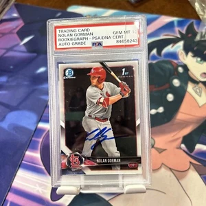 2018 Bowman Chrome St. Louis Cards Nolan Gorman Authentic Auto PSA 10 **On Card - Picture 1 of 6