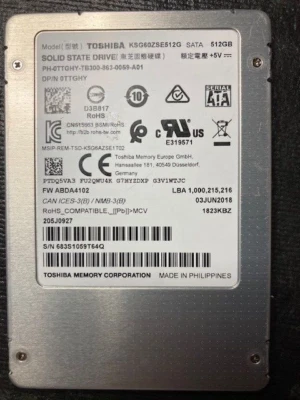 Toshiba 512GB 2.5" 7mm Laptop SSD KSG60ZSE512G  Excellent Health - Image 1 of 2