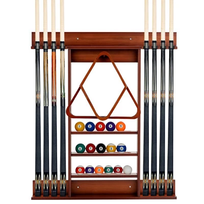 COSTWAY Wandqueuehalter Billard Pool Queue-Wandhalter Rack Wandmontage Kiefernholz