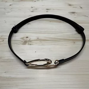 Chicos Belt Womens Small Medium Black Genuine Leather Skinny Clasp Buckle B187 - Picture 1 of 11
