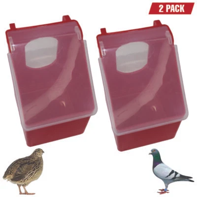 NWQUAILFARM.COM Plastic 1 Hole Quail Pigeon Dove Bird Outside Cage Mount Feeder【2Pack】