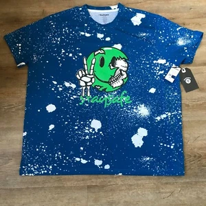 Blackjack Stay Safe T-Shirt Smiley Face Skeleton Men's Size 3XL Color Blue/Green - Picture 1 of 10