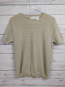 Alfred Dunner Women's M Beige Knit Top Short Sleeve - Picture 1 of 5