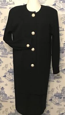 Vestido vintage años 90 para mujer M10 NEGRO lana perla botones Ciao Ltd Foto 1 de 4