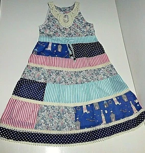 Girls Sleeveless Dress-Patch Work Design-Pinks / Blues - Ages 2-3 Yrs & 6-7 yrs - Picture 1 of 2