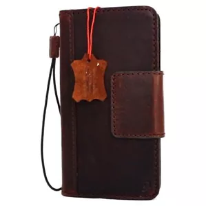 Custodia in vera pelle vintage per LG V20 libro portafoglio cover magnetica sottile marrone scuro - Foto 1 di 7