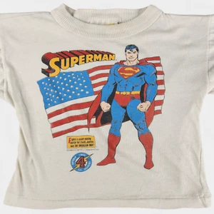 Vintage Superman Shirt Boys Size 7 DC Comics RARE SSL #4 USA Flag - Picture 1 of 13