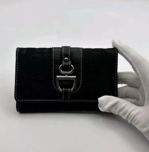 Etiene Aigner Designer Womens Black Wallet Fabric Logo Pattern Leather  NWOT  - Picture 1 of 20