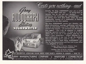 1949 Gray Manufacturing, Audograph: Electric Soundwriter Vintage Print Ad - Picture 1 of 1