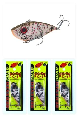 (3) Strike King 2 1/2" Red Eyed Shad 2-Tap Lipless Crankbaits 1/2 Oz Albino Craw - Image 1 of 4