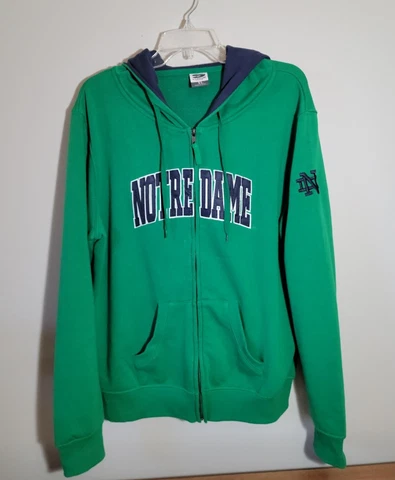 Stadium Athletics Notre Dame Hoodie Mens Size XL Sweatshirt Green Full Zip EUC Cover
