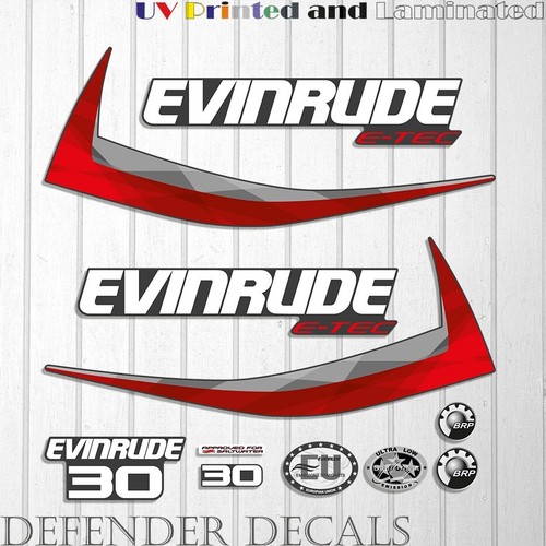 Evinrude 30hp e-tec 2014-2015 Graphite Cowl outboard engine decal sticker set