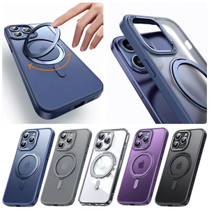 For iPhone 16 Pro Max/16 Pro/15+Slim Mag Safe 360°Rotation Ring Stand Case Cover - Picture 1 of 18