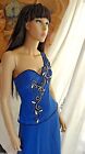 Gorgeous Custom Cocktail Prom Exquisite Beaded 2Pc Blue Outfi Set Nwt Small $250