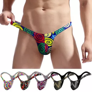 Underwear G-string Lingerie Printed Briefs Sexy Panties Men Thongs T back Convex - Picture 1 of 22