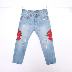 Levi's 501T Bordado Rosa W27 L26 Vintage Usado (Cod.W696) Vaquera Mujer China - Imagen 1 de 8