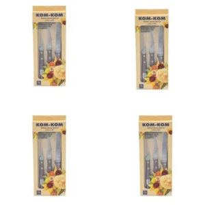 KOMKOM Thai Fruit Knife Decorator Carving Knife Core Thailand Steel Thai x 3 Set - Picture 1 of 9