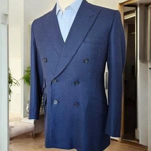 Blazer Henry Poole 42r Doble Pecho a Medida Savile Row Lona Completa Cabeza de Uñas - Imagen 1 de 24