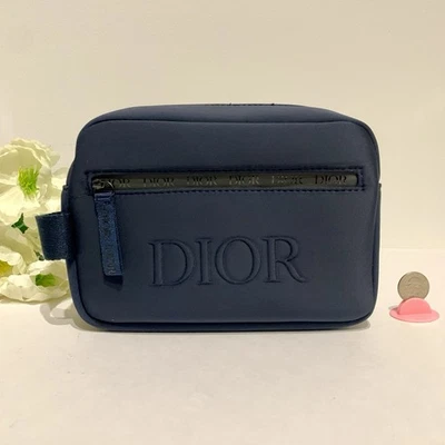 Dior Sauvage Dark Navy Beauty Pouch Toiletry Dopp Bag 8"x 6" x 3" New in Box NIB