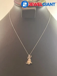 SIGNED STERLING SILVER 18 INCH NECKLACE DOG PENDANT TOPAZ FAUX PEARL 4.0G #FN726 - Picture 1 of 6