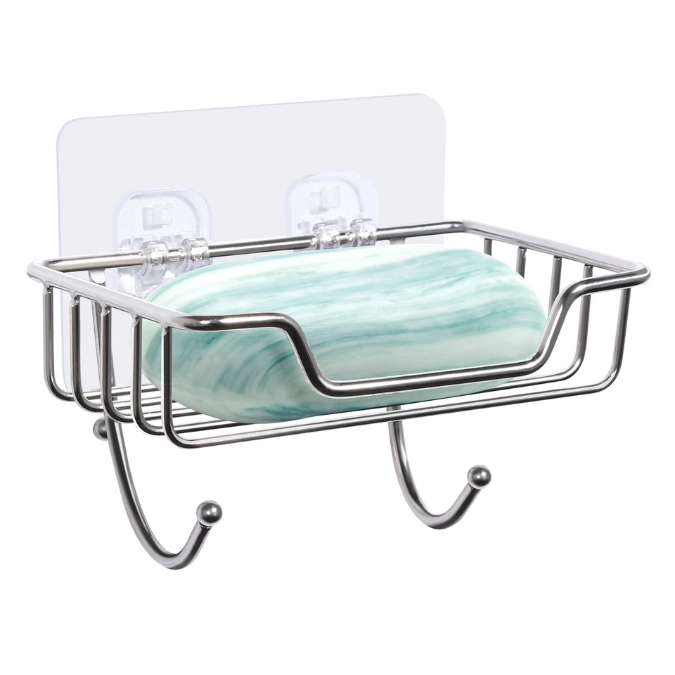 Soporte para jabonera sin taladro, acero inoxidable, montado en la pared, para baño cocina Foto 1 de 1