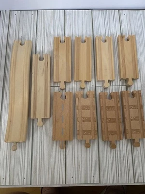 Used Wooden Train Tracks Lot Of 10 Assorted Pieces Learning Curve Brio Thomas - Image 1 of 4