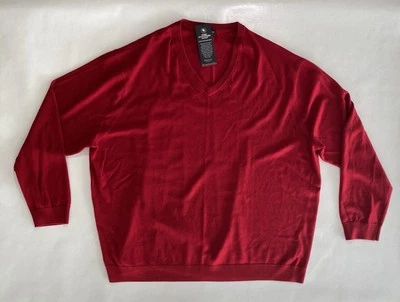 NUEVO- Suéter Grande Para Hombres 4XB Hart Schaffner Marx Manga Larga Cuello en V Lana Rojo $100 Foto 1 de 4