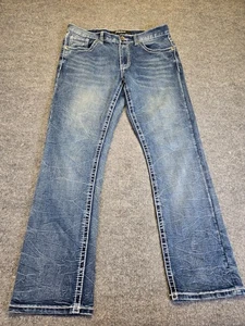 True Luck Herren Jeans 32x32 Blau Denim Straight Fit Kontrastnaht - Bild 1 von 12