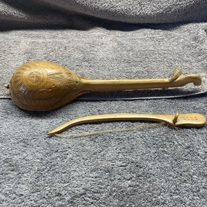 Vintage Balkan Gusla Gusle Fiddle Wood- Carved String Instrument With Now - Picture 1 of 5