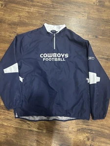 Vintage Reebok NFL Dallas Cowboys Quarter Zip Windbreaker Jacke XL Neu ohne Etikett - Bild 1 von 13