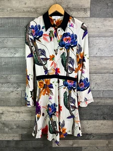 Reiss Harlinne Dress Size UK 8 Ivory Iguana Floral Print Shirt Bold Fun *Mark - Picture 1 of 13