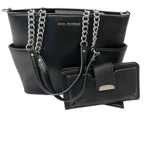 Dana Buchman Womens Faux Leather Outer Pockets Double Handle Tote Bag w/wallet - Picture 1 of 13