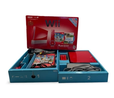 Sistema Consola Nintendo Wii Rojo con Caja 25 Aniversario Mario Probado Funcionando Foto 1 de 4