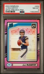 Vista previa óptica Panini Donruss 2024 - rosa #303 JJ MCCARTHY ROOKIE RC PSA 8 - Imagen 1 de 3