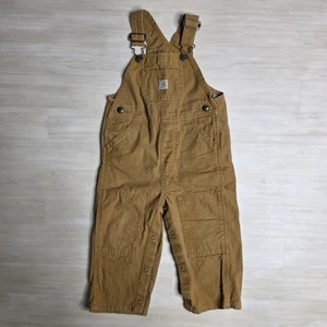 Carhartt Bavaglino Salopette Ragazzo Bambino 24M Bambini Doppio Ginocchio Marrone Abbigliamento da Lavoro - Foto 1 di 5
