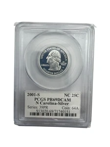 2001-S PCGS PR69DCAM North Carolina Silver Quarter with Flag Label (14548) - Picture 1 of 4
