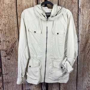 Eddie Bauer Travex Hiking Jacket Women’s Tan Lightweight Full Zip Hooded Size L - Picture 1 of 7