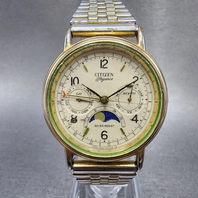 Citizen Elegance Moonphase Watch Men 36mm Cream Dial Gold Tone READ!!!! New Batt - Image 1 of 4