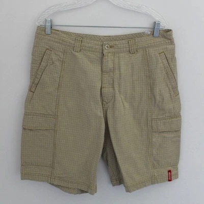 Tommy Bahama Cargo Shorts Mens 35 Beige Plaid Casual Relax Tencel Cotton - Image 1 of 4