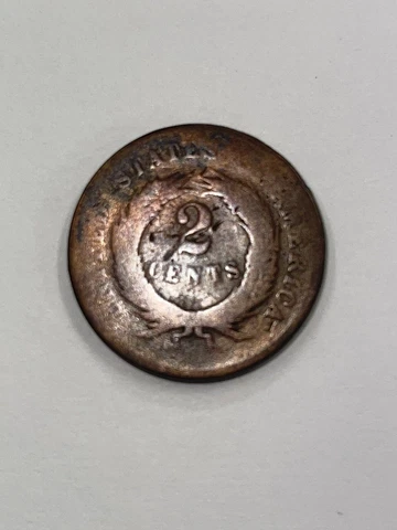 1868 TWO CENT COIN UNITED STATES OF AMERICA FAIR CONDITION Cover