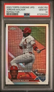 Jordan Walker 2023 Topps Chrome Update #USC150 REFRACTOR Rookie RC PSA 10 - Imagen 1 de 3