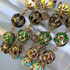 Vintage Chinese Enamel Necklace .Gold Gilt Enamel Ball Beaded Necklace . Sterli