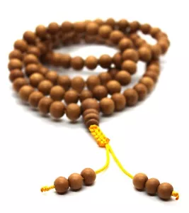 Sandalwood mala Aromatic Sandal wood Necklace 8mm Beads Mala Bead Wrist Wrap - Picture 1 of 8