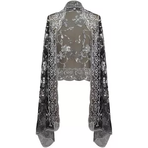 Womens Cape Breathable Shawls Wedding Scarf Sequins Wrap 1920s Shoulder Shrugs - Picture 1 of 79