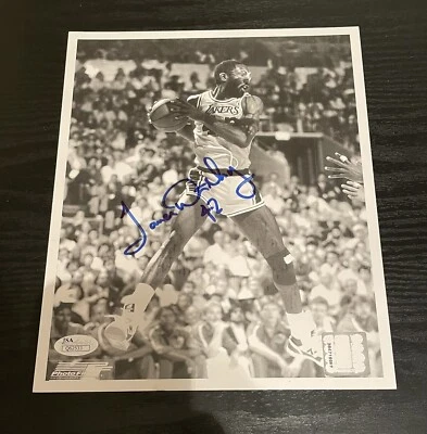 James Worthy Autographed Los Angeles Lakers Black and White 8x10 Photo/ JSA - Image 1 of 2