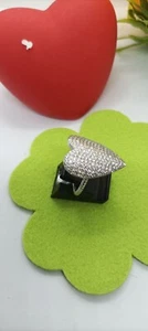 Anello da Donna CUORE PAVE' ZIRCONI BIANCHI Argento Rodiato mis. 14 Regolabile - Foto 1 di 4
